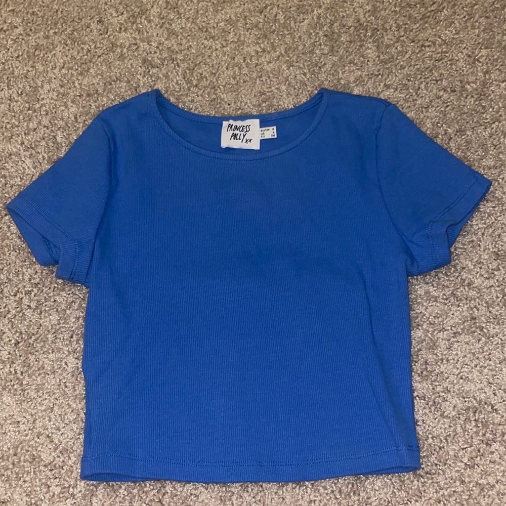 Royal blue princess Polly ribbed crop top!